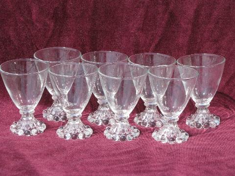 photo of old Boopie glass candlewick beads pattern footed wine or juice glasses #1