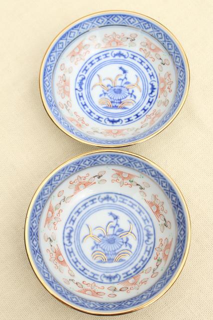 photo of old Chinese porcelain grain of rice china bowls & spoons, chop mark makers markings #3