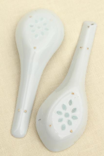 photo of old Chinese porcelain grain of rice china bowls & spoons, chop mark makers markings #7