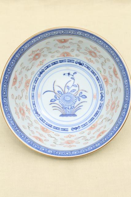 photo of old Chinese porcelain grain of rice china bowls & spoons, chop mark makers markings #9