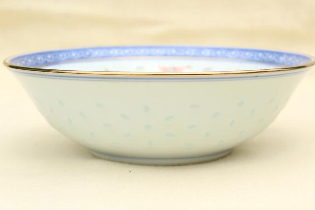 photo of old Chinese porcelain grain of rice china bowls & spoons, chop mark makers markings #11