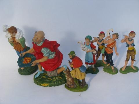 photo of old Christmas nativity scene pieces, lot of creche figures & animals, vintage Italy #1