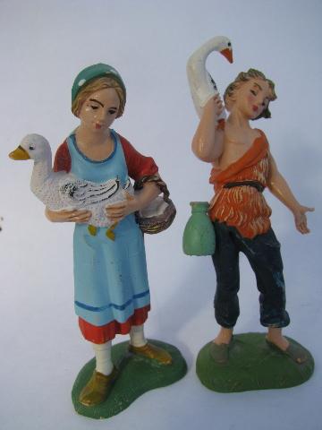 photo of old Christmas nativity scene pieces, lot of creche figures & animals, vintage Italy #5