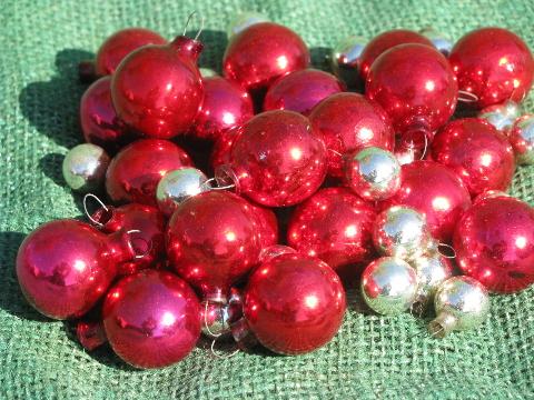 photo of old Christmas ornaments lot, miniature feather tree glass balls, vintage Japan #4