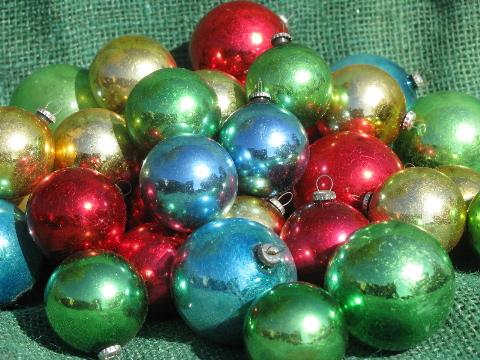 photo of old Christmas ornaments lot, miniature feather tree glass balls, vintage Japan #3