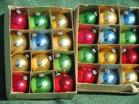 photo of old Christmas ornaments lot, miniature feather tree glass balls, vintage Japan #4