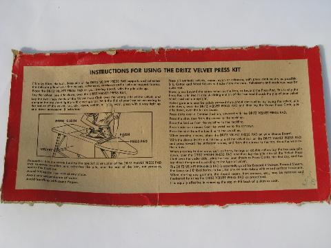 photo of old Dritz pressing cloth for velvet & pile nap fabrics w/ instructions #2