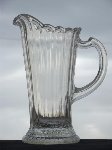 photo of old EAPG pitcher, colonial rib panel pattern glass, pre-depression vintage #1