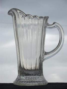 catalog photo of old EAPG pitcher, colonial rib panel pattern glass, pre-depression vintage