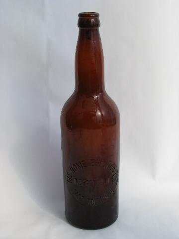 photo of old East Toledo Ohio amber glass bottle, Independent Home Brewing #1