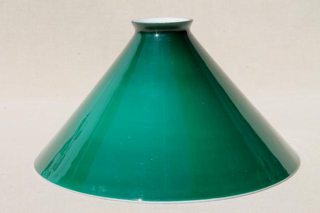 photo of old Emeralite green white cased glass shade, vintage lampshade for bankers lamp or student desk lamp #1