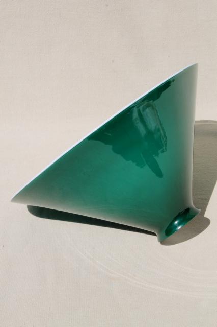 photo of old Emeralite green white cased glass shade, vintage lampshade for bankers lamp or student desk lamp #5