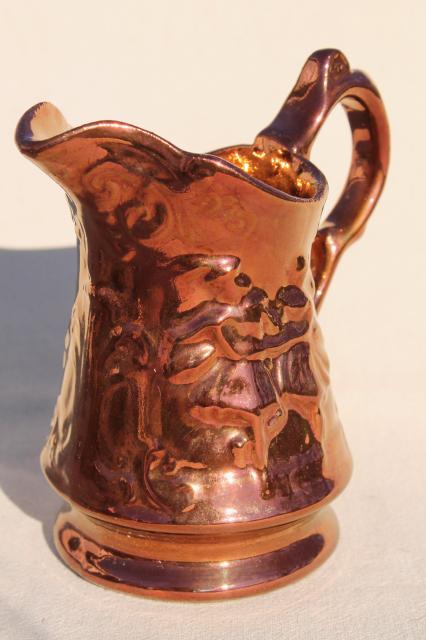 photo of old English scene copper luster lustre china pitcher w/ beautiful all over color #1