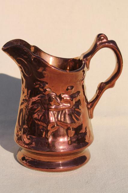 photo of old English scene copper luster lustre china pitcher w/ beautiful all over color #2