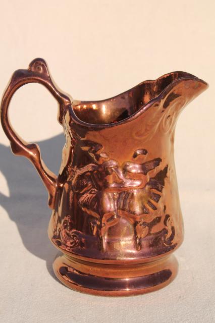 photo of old English scene copper luster lustre china pitcher w/ beautiful all over color #4