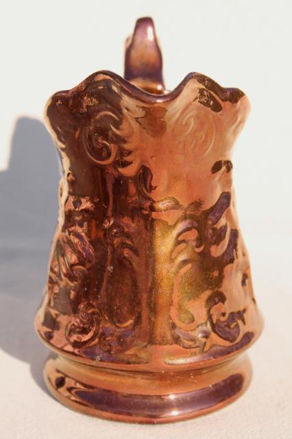 photo of old English scene copper luster lustre china pitcher w/ beautiful all over color #5