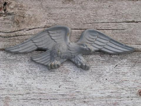 photo of old Federal eagle wall plaque, carved architectural medallion in cast metal #1