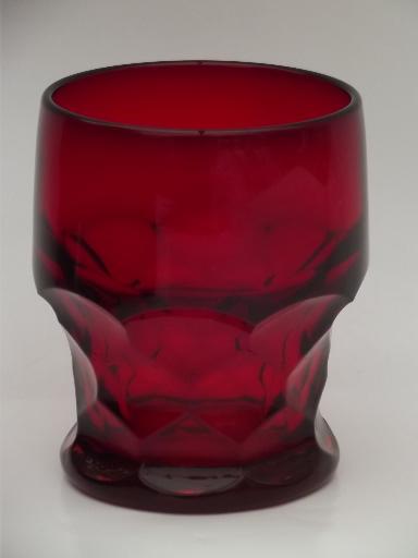 photo of old Georgian pattern glasses, vintage royal ruby red glass tumblers set #2