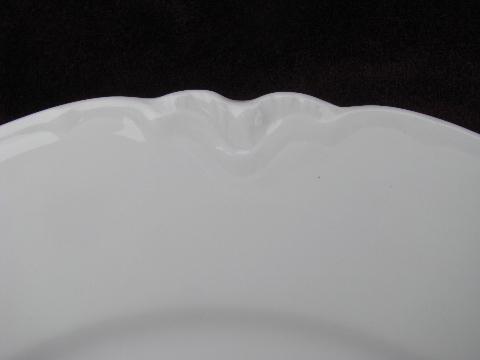 photo of old Haviland France porcelain plates, pure white ornate scalloped border #3