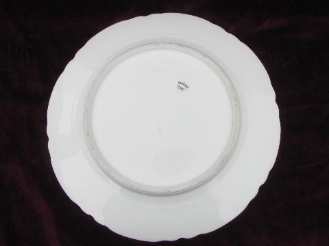 photo of old Haviland France porcelain plates, pure white ornate scalloped border #4