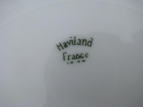 photo of old Haviland France porcelain plates, pure white ornate scalloped border #5