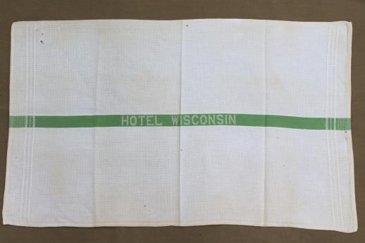 photo of old Hotel Wisconsin cotton towel, vintage souvenir from famous Milwaukee landmark #1