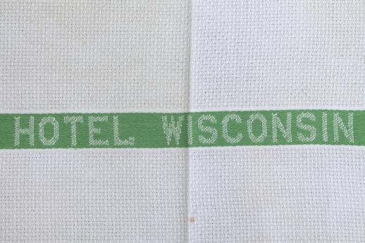 photo of old Hotel Wisconsin cotton towel, vintage souvenir from famous Milwaukee landmark #2