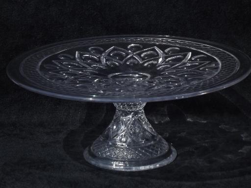 photo of old Imperial Cape Cod pattern glass cake stand, footed pedestal plate #1