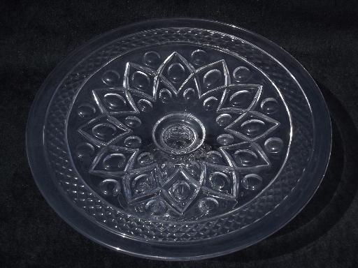 photo of old Imperial Cape Cod pattern glass cake stand, footed pedestal plate #2