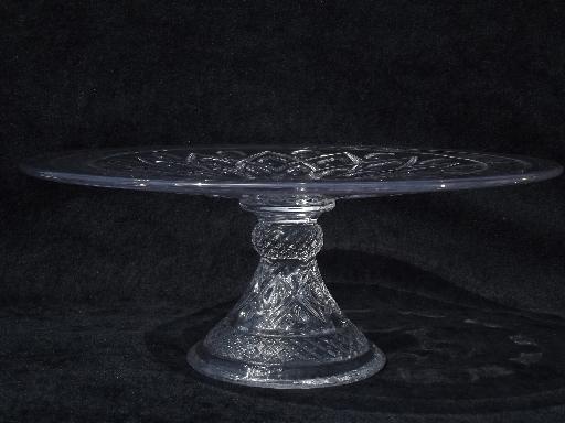 photo of old Imperial Cape Cod pattern glass cake stand, footed pedestal plate #3