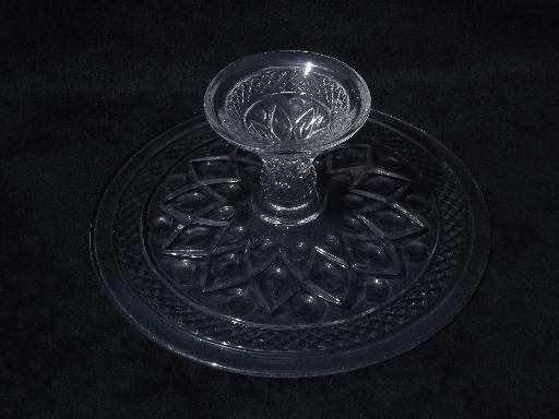 photo of old Imperial Cape Cod pattern glass cake stand, footed pedestal plate #5