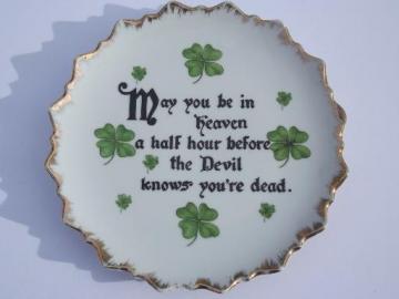 catalog photo of old Irish Blessing china wall hanging plate, May You Be in Heaven -
