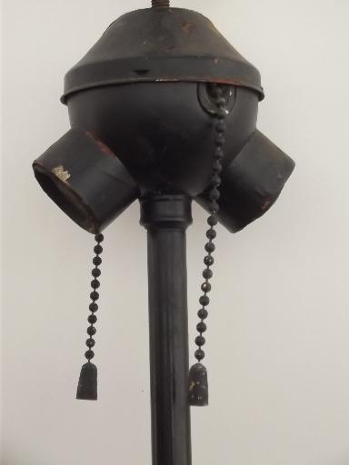 photo of old Japanese bisque table lamp, matte black flying crane porcelain jar #8