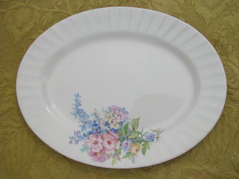 photo of old Knowles pottery platter, hand-painted pattern sample piece #1