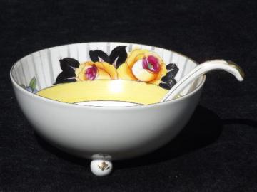 catalog photo of old M mark Noritake hand-painted china mayonnaise or sauce bowl w/ ladle