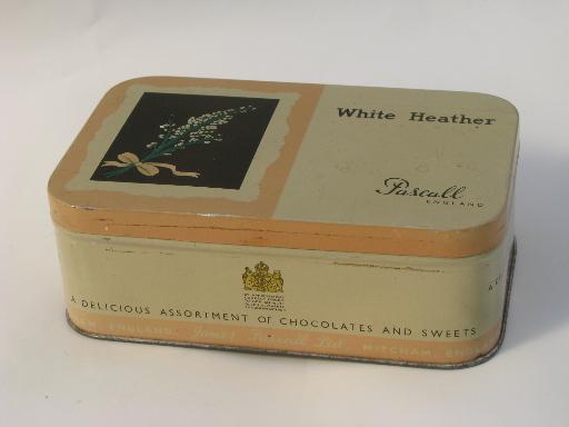 photo of old Pascall White Heather toffee tin, Royal Warrant of the Queen Mother #1