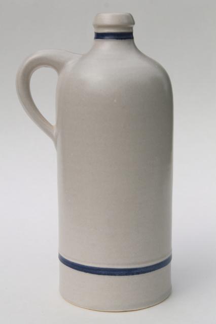 photo of old Pfalzgraff Yorktowne wine decanter bottle, large jug blue & white stoneware pottery #3