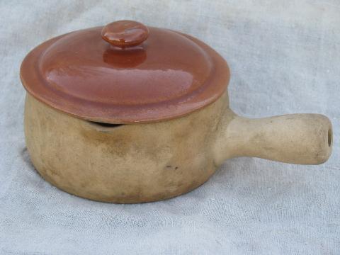 photo of old Provincial Ware Red Wing pottery casseroles or handled onion soups #3