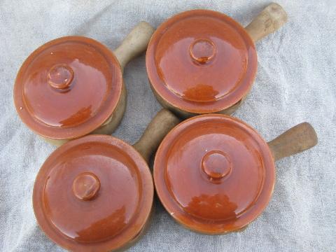 photo of old Provincial Ware Red Wing pottery casseroles or handled onion soups #5