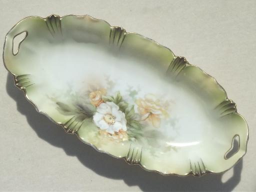 photo of old R S Prussia china celery tray, antique hand-painted porcelain dish #1