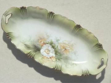 catalog photo of old R S Prussia china celery tray, antique hand-painted porcelain dish