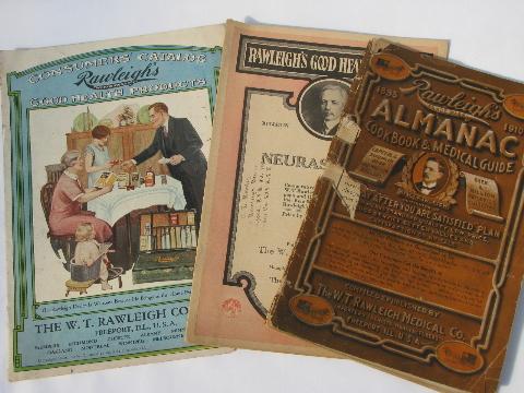 photo of old Rawleigh's advertising catalogs, 1910, 20s & 30s, patent medicine books #1