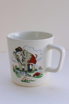 old Stavangerflint Norway child's cup Jumbo the Elephant Snill Pike for a good girl