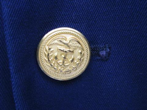 photo of old US Navy blue uniform jacket/coat w/patches & buttons #3