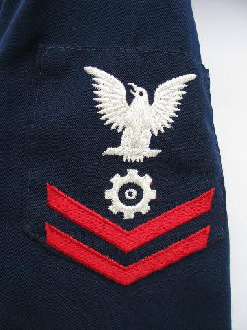 photo of old US Navy blue uniform jacket/coat w/patches & buttons #4