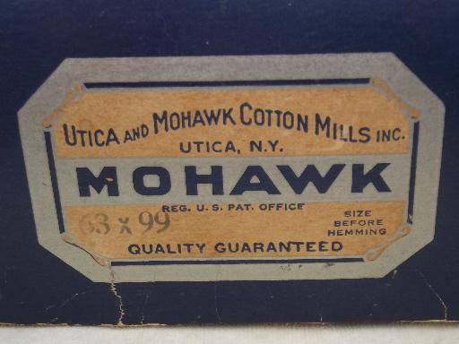 photo of old Utica Mohawk advertising label, original vintage box for cotton sheets #4