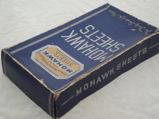 photo of old Utica Mohawk advertising label, original vintage box for cotton sheets #5