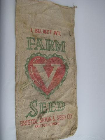 photo of old Valentine heart advertising seed sack Bristol Illinois #1