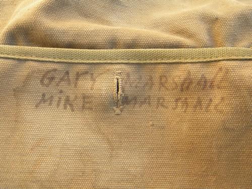 photo of old WWII vintage, US Army olive drab khaki canvas field musette bag #5