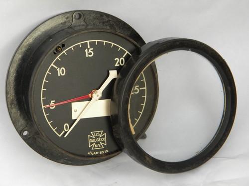 photo of old WWII vintage US Navy warship bakelite ship's engine room gauge #4